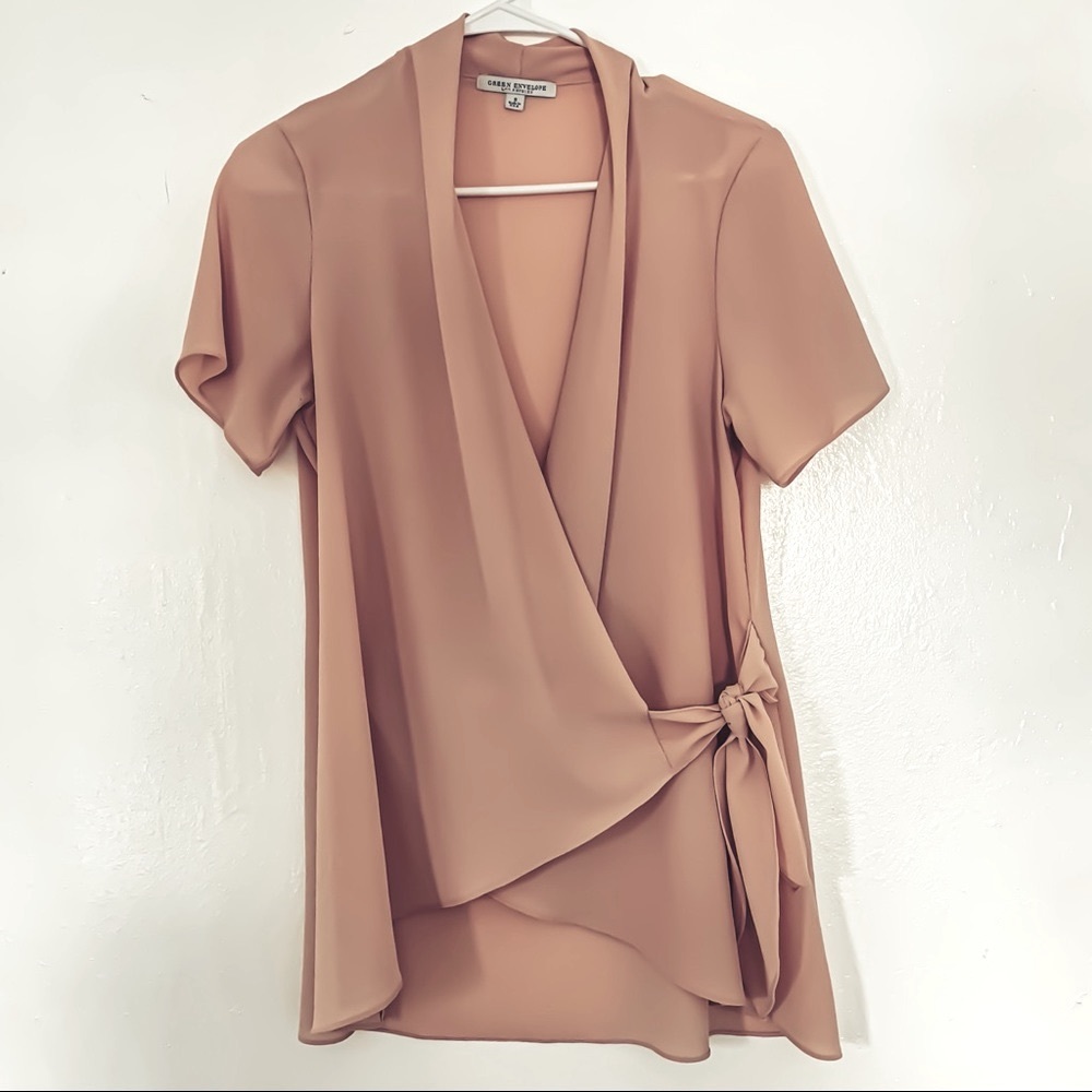Green Envelope side tie blouse
